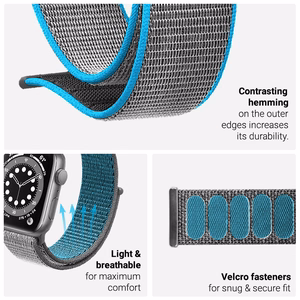 Crong Nylon Reflex Sport siksniņa Apple Watch 44 / 45 / 46 / 49 mm, melna