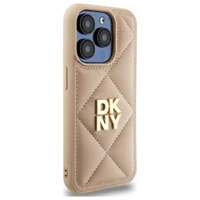 DKNY Quilted Stack Logo viedtālruņa apvalks iPhone 15 Pro - bēšs
