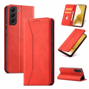 Magnētiskais greznais apvalks Samsung Galaxy S23+ ar atveramu maciņa vāku un statīvu sarkana