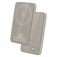 Blavec Portatīvais lādētājs 5000mAh BJ-04 Īpaši Plāns 7,8mm - Type C - 22,5W magnētiskā Magsafe 3 in 1 (PBBJ04-MC5GD) zelta stikls