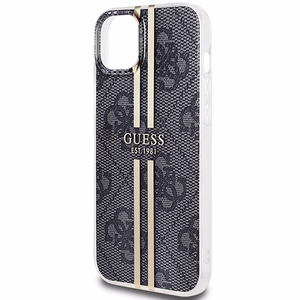 Guess IML 4G Gold Stripe viedtālruņa apvalks iPhone 15 Plus / 14 Plus - melns