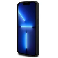 Karl Lagerfeld Silikona Metal Script Logo viedtālruņa apvalks iPhone 14 Pro melns