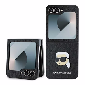 Karl Lagerfeld Saffiano monogrammas viedtālruņa apvalks Samsung Galaxy Z Flip 6 - melns