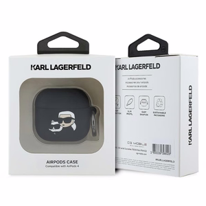 Karl Lagerfeld silikona Karl&Choupette galvas 3D apvalks AirPods 4 - melna