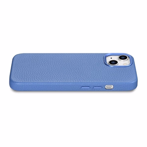iCarer Litchi Premium ādas viedtālruņa apvalks iPhone 14 Plus Magnētiskais ādas apvalks ar MagSafe Gaiši zils (WMI14220711-LB)
