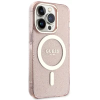 Guess GUHMP14LHCMCGP iPhone 14 Pro 6.1" rozā/rozā cietais apvalks Spīdumi Zelts MagSafe