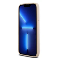 DKNY Ādas mono svītra un metāla logotips viedtālruņa apvalks iPhone 15 Pro - rozā