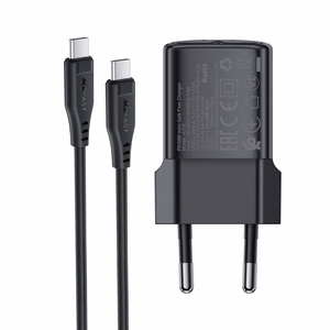 Lādētājs Acefast A118 30W GaN USB-C + USB-C uz USB-C kabelis 1.2m melns