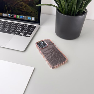 Spīdīgs viedtālruņa apvalks iPhone 16 Pro - rozā ar spīdumiem