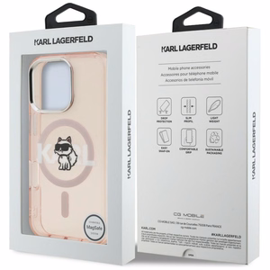 Karl Lagerfeld IML Choupette Sketch Logo MagSafe Maciņš iPhone 16 Pro Max - rozā