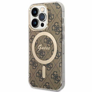 Guess IML 4G magnētiskais viedtālruņa apvalks iPhone 15 Pro - brūns