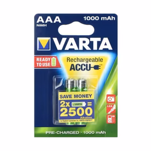 VARTA uzlādējamas baterijas R3 (AAA) 1000 mAh gatavas lietošanai 2 gab.