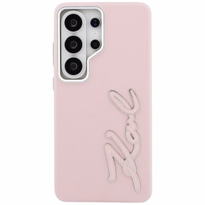 Karl Lagerfeld maciņš Grained Signature Metal Resin Logo Samsung Galaxy S26 Ultra rozā