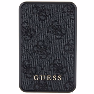 Guess Portatīvais lādētājs 18W GUPB10DP4GEGK 10000mAh melna/melna 4G Ādas Metāla Logotips
