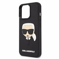 Karl Lagerfeld 3D gumijas Karla galvas apvalks iPhone 13 Pro / iPhone 13 - melns