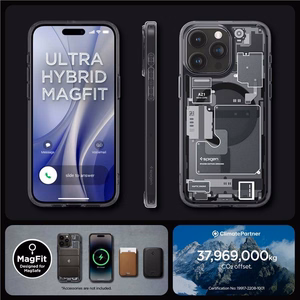 Spigen Ultra Hybrid Mag apvalks viedtālrunim iPhone 15 Pro ar MagSafe - tumši pelēks (Zero One Pattern)
