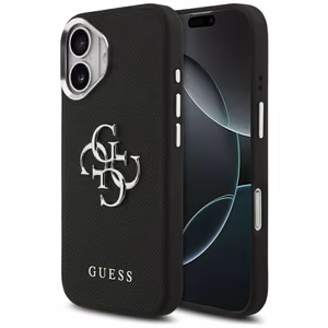 Guess Grained Big 4G Classic Logo viedtālruņa apvalks iPhone 17 - melns
