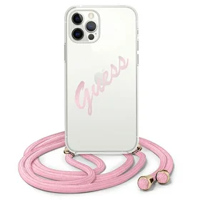 Guess Script Vintage iPhone 12 Pro Max 6.7" apvalks - rozā