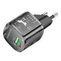 Borofone Lādētājs BN17 Sunlight - USB + Type C - QC 3.0 PD 20W 3A melns