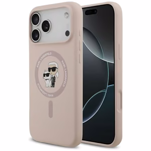 Karl Lagerfeld Silicone Karl&Choupette Ring MagSafe Case for iPhone 17 Pro Max - Pink