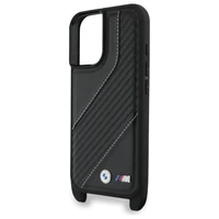 BMW M Edition Carbon Stripe & Strap Viedtālruņa apvalks Apple iPhone 16 - melns