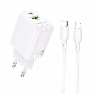 Charger Borofone BN27 20W USB-C/USB-A + USB-C to USB-C cable 1.0m white