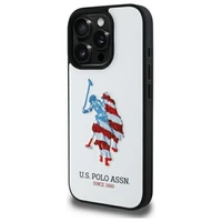 US Polo USHCP15XPUSH iPhone 15 Pro Max 6.7" balta/balta Ādas liels DH Amerikas karogs
