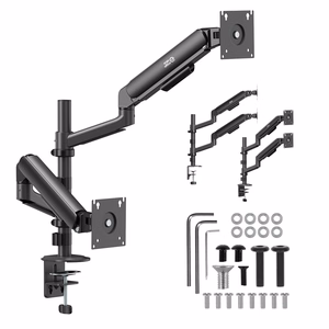 Ergo Office ER-692 B – dual gas-spring monitor arm for 17–32-inch screens, 1–10 kg per arm, matte black