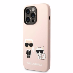Karl Lagerfeld KLHMP14LSSKCI iPhone 14 Pro 6.1 "cietais viedtālruņa apvalks gaiši rozā / gaiši rozā silikona Karl & Choupette MagSafe