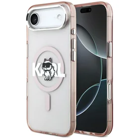 Karl Lagerfeld IML Choupette Sketch Logo MagSafe viedtālruņa apvalks iPhone 17 Air - rozā
