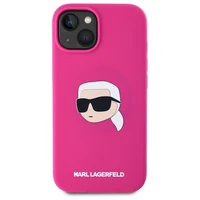 Karl Lagerfeld KLHMP15SSKHPPLF iPhone 15 6.1" fuksijas/fuksijas cietais apvalks Silikona Karl galvas apdruka MagSafe