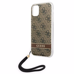 Guess GUOHCN61H4STW iPhone 11 brūns/brūns cietais apvalks 4G Print Siksna