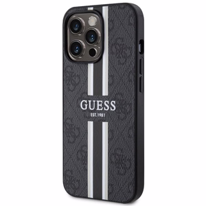 Guess GUHMP13XP4RPSK iPhone 13 Pro Max 6.7" melns/melns cietais apvalks 4G Printed Stripes MagSafe