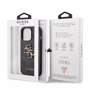 Guess GUHCP13L4GMGGR iPhone 13 Pro / iPhone 13 6.1 pelēkais ciets apvalks 4G Big Metal Logo