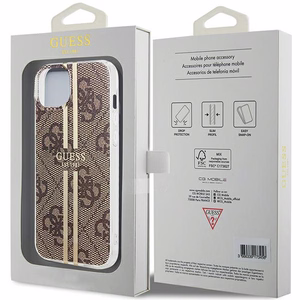 Guess IML 4G Gold Stripe viedtālruņa apvalks iPhone 15 Plus / 14 Plus - brūns