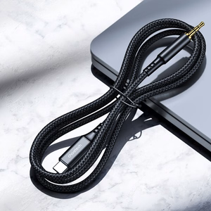 Choetech AUX006 USB-C / mini džeks 3,5 mm kabelis 1 m - melns