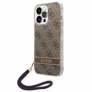 Guess GUOHCP14LH4STW iPhone 14 Pro 6.1 "brūns / brūns cietais apvalks 4G druka Siksna