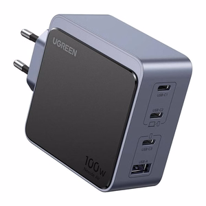 Pelēks Ugreen X565 GaN 100 W lādētājs ar 3 × USB-C un USB-A (35043)