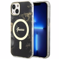 Guess GUHMP14MHTMRSK iPhone 14 Plus 6.7" Viedtālruņa apvalks melns/melns zelta marmora Magnētiskais