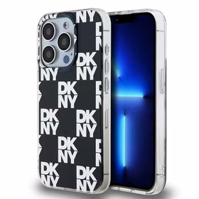 DKNY IML rūtainais mono raksts viedtālruņa apvalks iPhone 15 Pro Max - melns