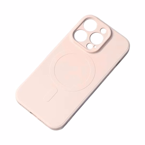 Magnētiskā saderīgs silikona viedtālruņa apvalks iPhone 15 Pro - krēmkrāsas