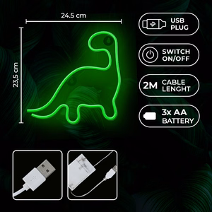 Neon LED Light DINOSAUR green NNE01 Neolia