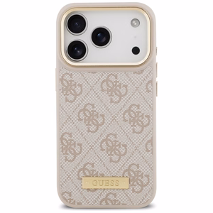 Guess 4G Logo Plate MagSafe Чехол для iPhone 17 Pro - розовый