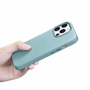 iCarer Litchi Premium ādas apvalks iPhone 14 Pro Magnētiskais ādas apvalks ar MagSafe Zaļš (WMI14220710-GN)