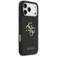 Guess Graudains Liels 4G un Klasiskais Logotips viedtālruņa apvalks iPhone 17 Pro Max - melns