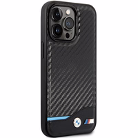 BMW Leather Carbon macins priekš iPhone 13 Pro Max - Melns