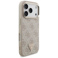 Guess 4G trīsstūra logotipa Magnētiskais apvalks iPhone 17 Pro - rozā un zelts