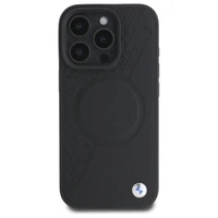 BMW Sign Ādas Pusteksturēts Un Apļveida Magnētiskais viedtālruņa apvalks iPhone 16 Pro Max - melns