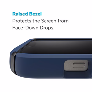 Speck Presidio2 Pro vāciņš ierīcei iPhone 15 Plus / 14 Plus, ar Microban pretmikrobu aizsardzību, “Coastal Blue / Black / White” krāsu kombinācija