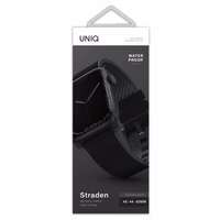 Uniq Straden ādas Hybrid siksniņa priekš Apple Watch 1/2/3/4/5/6/7/8/SE/SE2/Ultra 42/44/45/49mm - melns